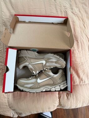 Nike Tan and White Trail-Style Sneakers